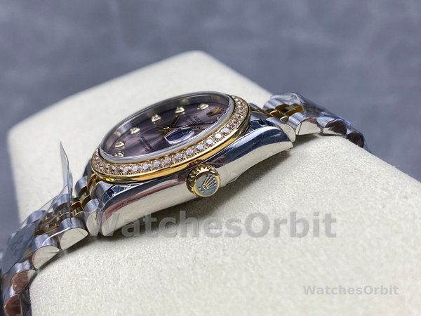 Replica Rolex Datejust donna 31-278383RBR 0022, acciaio inossidabile e oro giallo, giubileo di diamanti grigio, grigio