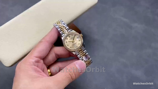 Women's Rolex Datejust 31-278383RBR 0026, Stainless Steel & Yellow Gold, Champagne Diamond Jubilee, Champagne