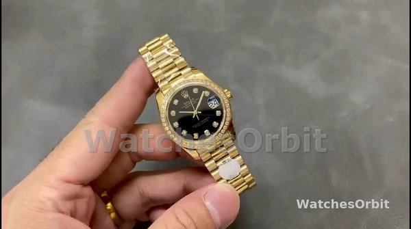 Replica Dames Rolex Datejust 31-178288 0011, 31mm, Geelgoud, Zwarte Wijzerplaat, Dames Zwarte Wijzerplaat