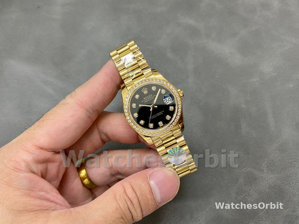 Rolex Datejust 31mm Yellow Gold Black Dial 178288 0011 Ladies Watch