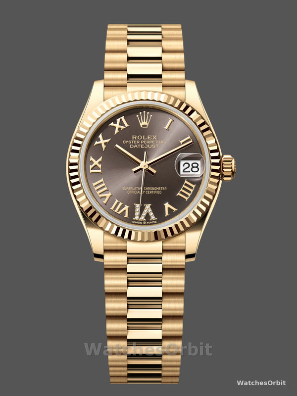 Rolex Datejust 31mm Yellow Gold M278278 0032 Dark Grey Roman VI President