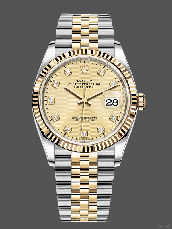Rolex Datejust 36 126233 0045 Champagne Fluted Motif Diamond Dial