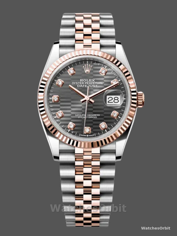 Rolex Datejust 36 18K Everose Gold Fluted Bezel 126231 0041 Unisex Watch