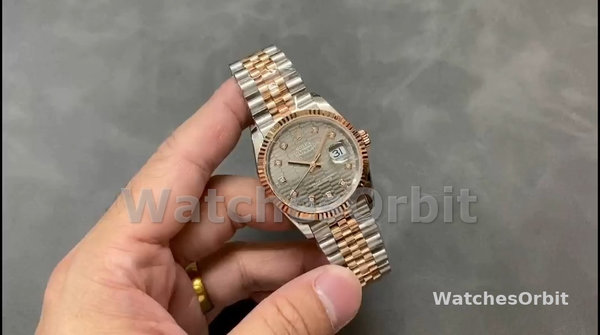 Unisex's Rolex Datejust 36-126231 0041, 18K Everose Gold, Fluted Bezel, Unisex Slate Grey Fluted Motif Dial