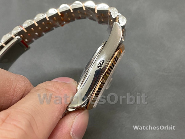 Unisexs Rolex Datejust 36-126231 0041, 18K Everose Gold, Fluted Bezel, Unisex Slate Grey Fluted Motif Dial Replica Watch Image