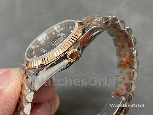 Unisexs Rolex Datejust 36-126231 0041, 18K Everose Gold, Fluted Bezel, Unisex Slate Grey Fluted Motif Dial Replica Watch Image