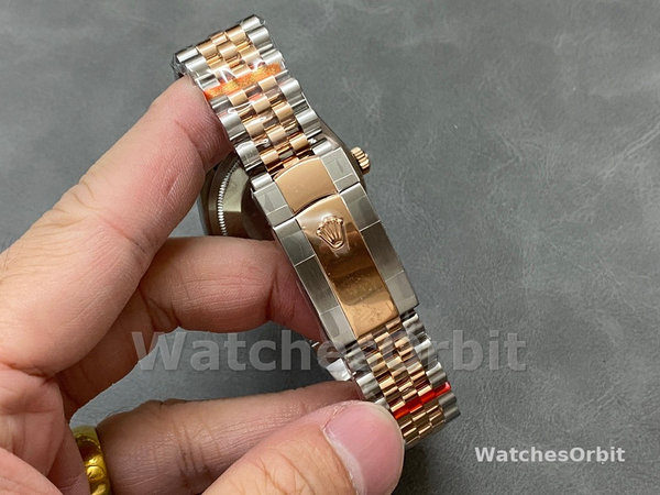 Unisexs Rolex Datejust 36-126231 0041, 18K Everose Gold, Fluted Bezel, Unisex Slate Grey Fluted Motif Dial Replica Watch Image