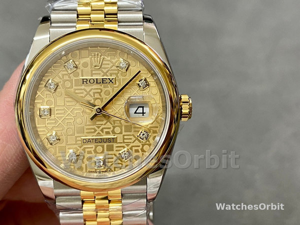 Replica Rolex Datejust 36-116203 0173, champagne diamant, champagne wijzerplaat voor dames