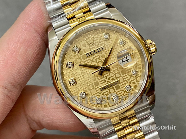 Replica Rolex Datejust 36-116203 0173, champagne diamant, champagne wijzerplaat voor dames