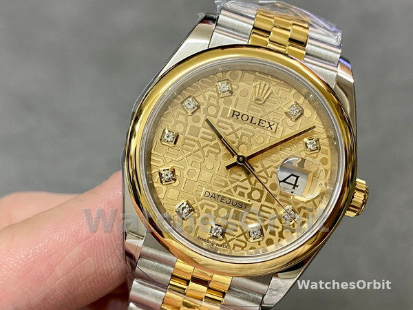 Replica Rolex Datejust 36-116203 0173, champagne diamant, champagne wijzerplaat voor dames