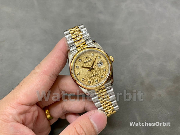 Replica Rolex Datejust 36-116203 0173, champagne diamant, champagne wijzerplaat voor dames