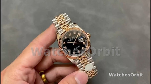 Women's Rolex Datejust 36-M126231 0019, Everose Gold, Black Diamond Dial, Women’s Black Dial