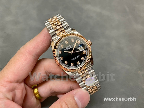 Womens Rolex Datejust 36-M126231 0019, Everose Gold, Black Diamond Dial, Women’s Black Dial Replica Watch Image