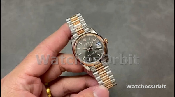 Replica Dames Rolex Datejust 36-m126201 0013, Evergoud, Grijze wijzerplaat, Jubileum, Grijze wijzerplaat