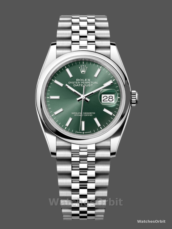 Rolex Datejust 36 Stainless Steel Mint Grünes Zifferblatt Jubilee M126200-0023