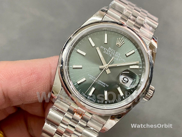 Replica Rolex Datejust 36-M126200-0023, Acciaio inossidabile, Quadrante verde menta, Giubileo, Quadrante verde, Donna