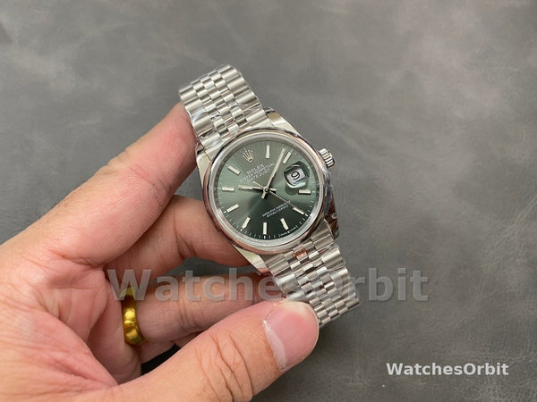Replica Rolex Datejust 36-M126200-0023, Acciaio inossidabile, Quadrante verde menta, Giubileo, Quadrante verde, Donna