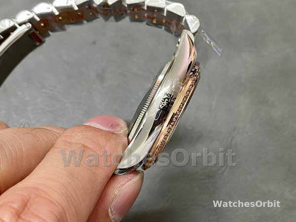 Rolex Datejust 36 Steel & Everose Gold Black Dial Diamond Bezel m126281rbr 0007