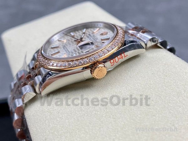 Unisexs Rolex Datejust 36MM Steel & Everose Gold Silver Fluted-Motif Dial Diamond Bezel M126281RBR Grey Dial Replica Watch Image