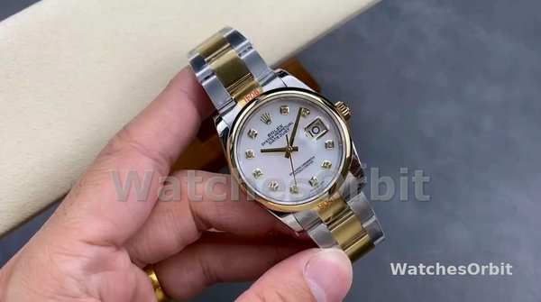Replica Dames Rolex Datejust 36 Staal & Geelgoud MOP Diamond Dial M126203 MOP Dial