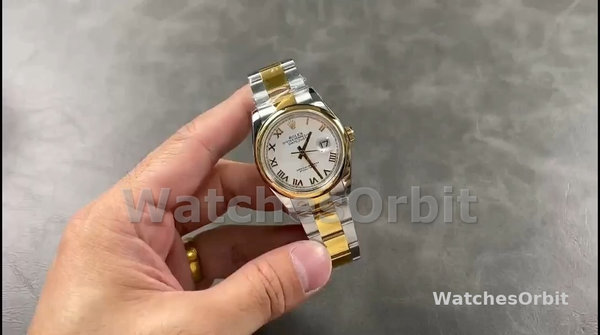 Replica Heren Rolex Oyster Perpetual 41-124300 0001, Gladde lunette, Oyster armband, Zilveren wijzerplaat, Zilver