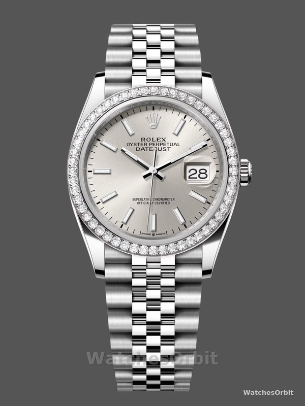 Rolex Datejust 36 White Gold & Diamonds Silver Dial M126284RBR 0005 Women's Watch
