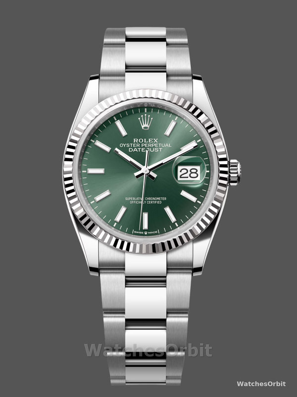 Rolex Datejust 36 White Gold Fluted Bezel 126234 0052 Unisex Watch