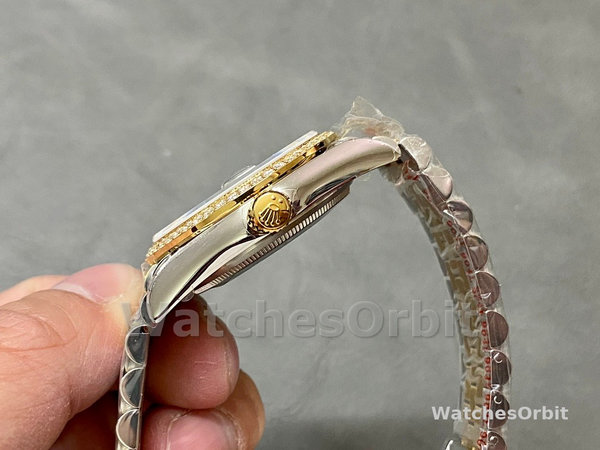 Replica Rolex Datejust 36-m126283rbr 0011, Oro giallo e diamanti, quadrante verde oliva, quadrante verde, quadrante verde