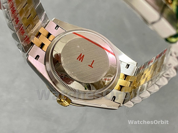 Replica Rolex Datejust 36-m126283rbr 0011, Oro giallo e diamanti, quadrante verde oliva, quadrante verde, quadrante verde