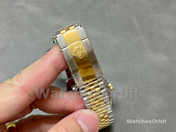 Replica Rolex Datejust 36-m126283rbr 0011, Oro giallo e diamanti, quadrante verde oliva, quadrante verde, quadrante verde
