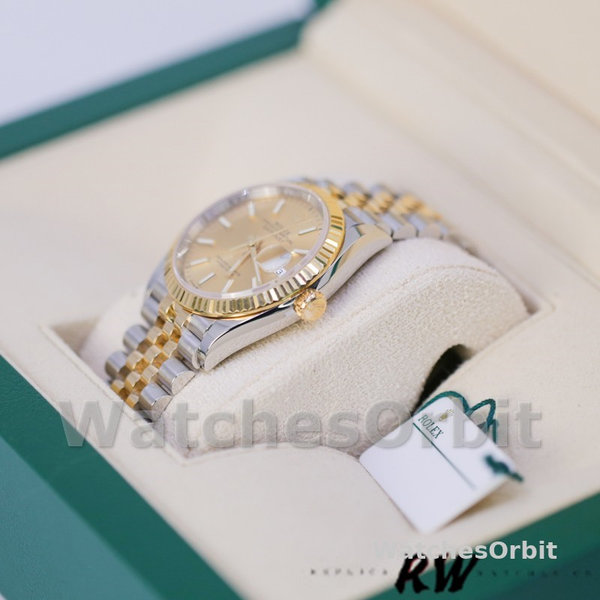 Unisexs Rolex Datejust 36mm Unisex-126233 0015-Champagne Index Dial-Fluted Bezel Champagne Replica Image