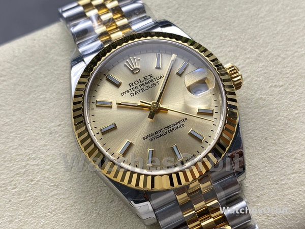 Unisexs Rolex Datejust 36mm Unisex-126233 0015-Champagne Index Dial-Fluted Bezel Champagne Replica Image