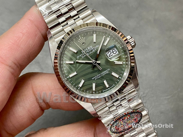 Replica Rolex Datejust 36mm Donna Quadrante Verde Palm Index Jubilee - 126234 0047 Quadrante Verde