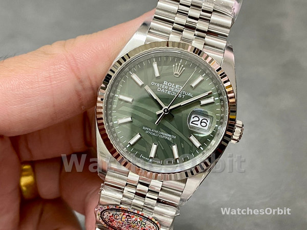 Replica Rolex Datejust 36mm Donna Quadrante Verde Palm Index Jubilee - 126234 0047 Quadrante Verde