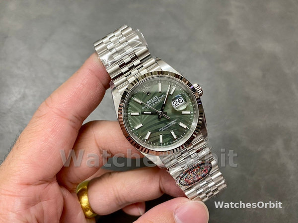 Replica Rolex Datejust 36mm Donna Quadrante Verde Palm Index Jubilee - 126234 0047 Quadrante Verde