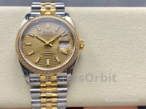 Replica Dames Rolex Datejust 36mm Geelgoud en staal Champagne wijzerplaat 126283RBR Champagne wijzerplaat