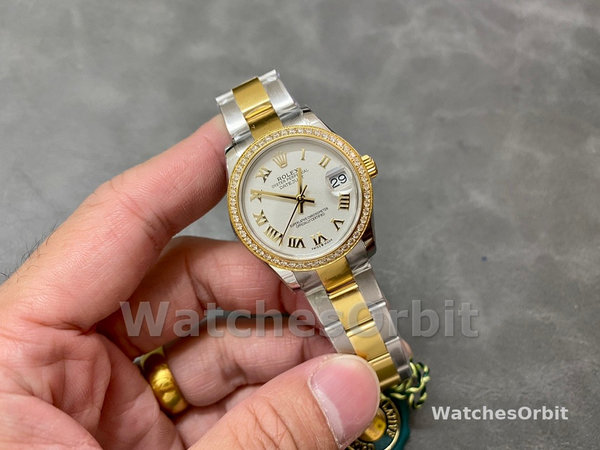 Replica Rolex Datejust 36-m126283RBR da donna, acciaio inossidabile e oro giallo, quadrante bianco Roman Oyster bianco