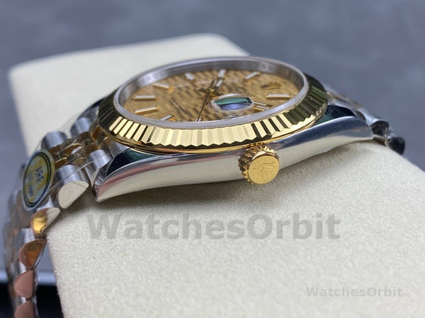 Replica Unisex's Rolex Explorer 36-M124273 0001, zwarte wijzerplaat, geel goud