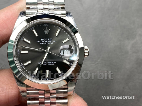 Replica Heren Rolex Datejust 41-126333 0013, zwarte wijzerplaat, geribbelde lunette, zwart voor heren