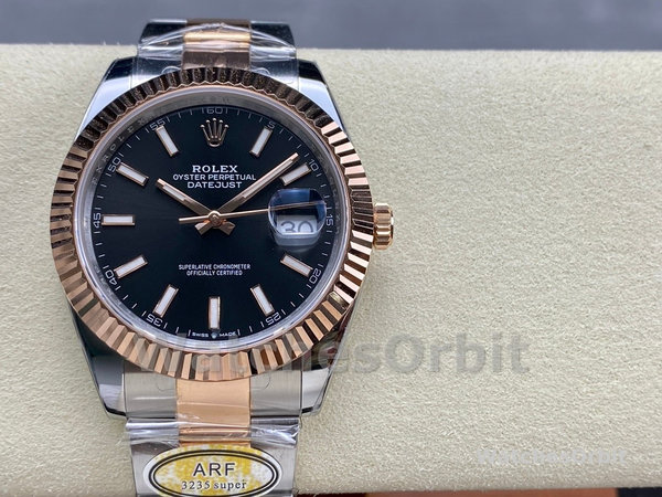 Replica Heren Rolex Datejust 41-126331, Evergoud, Zwarte wijzerplaat, Oysterband Zwarte wijzerplaat