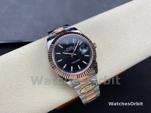 Replica Heren Rolex Datejust 41-126331, Evergoud, Zwarte wijzerplaat, Oysterband Zwarte wijzerplaat