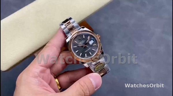 Unisex's Rolex Day Date-M128235 0050, Rose Gold, Slate Diamond Dial, President Bracelet, Grey