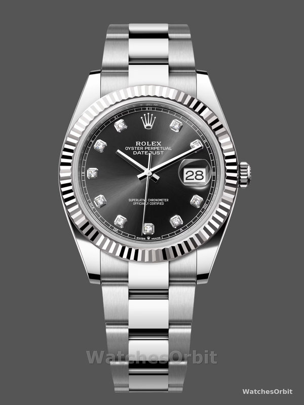 Rolex Datejust 41 Fluted Bezel Black Diamond Dial m126334 0011 Mens Replica Watch