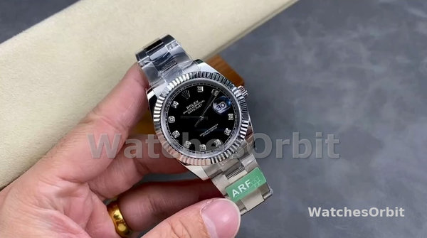 Men's Rolex Datejust 41mm Men's-m126334 0011-Fluted Bezel-Black Diamond Dial Black