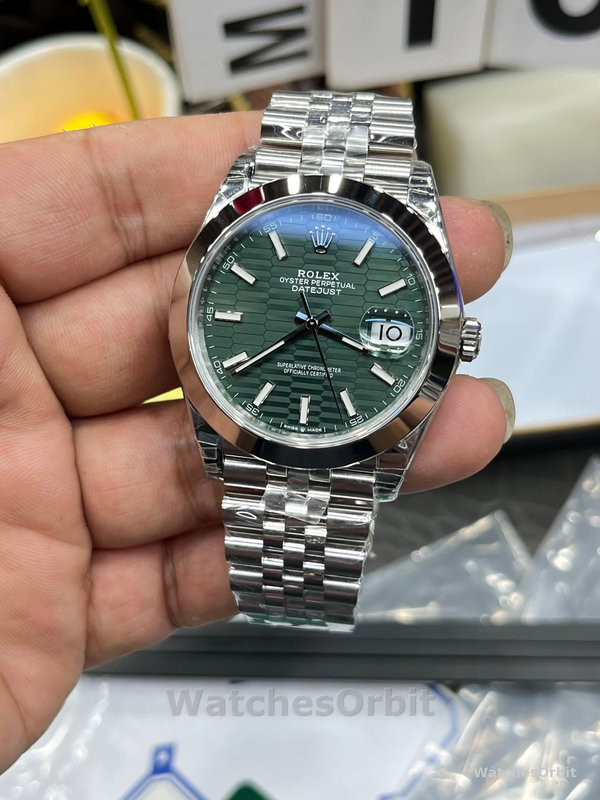 Replica Rolex Datejust 41 Menta Quadrante Verde Acciaio Inox 126300 Uomo Quadrante Verde