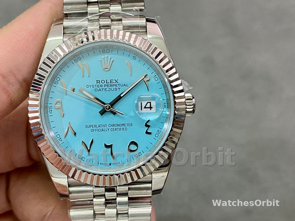 Replica Rolex Datejust 41 Ice Blue Dial mit geriffelter Lünette 126334 Herrenuhr Sportliches Design