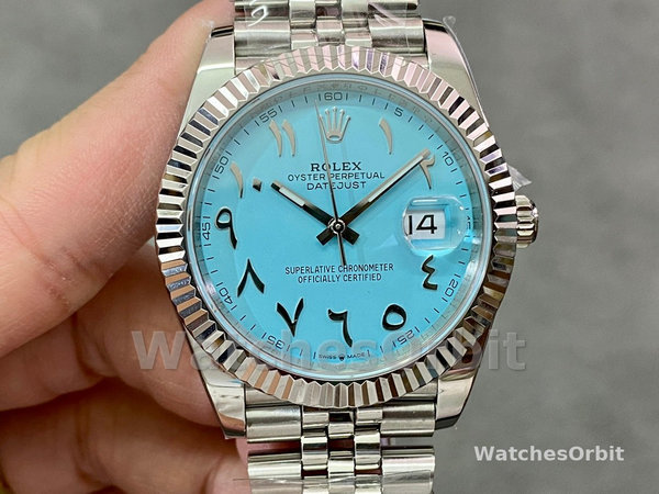 Replica Rolex Datejust 41 Ice Blue Dial mit geriffelter Lünette 126334 Herrenuhr Sportliches Design
