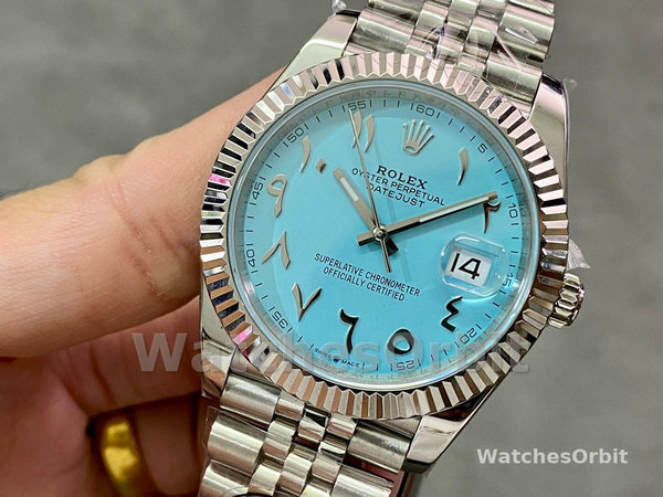 Replica Rolex Datejust 41 Ice Blue Dial mit geriffelter Lünette 126334 Herrenuhr Sportliches Design