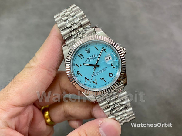 Replica Rolex Datejust 41 Ice Blue Dial mit geriffelter Lünette 126334 Herrenuhr Sportliches Design