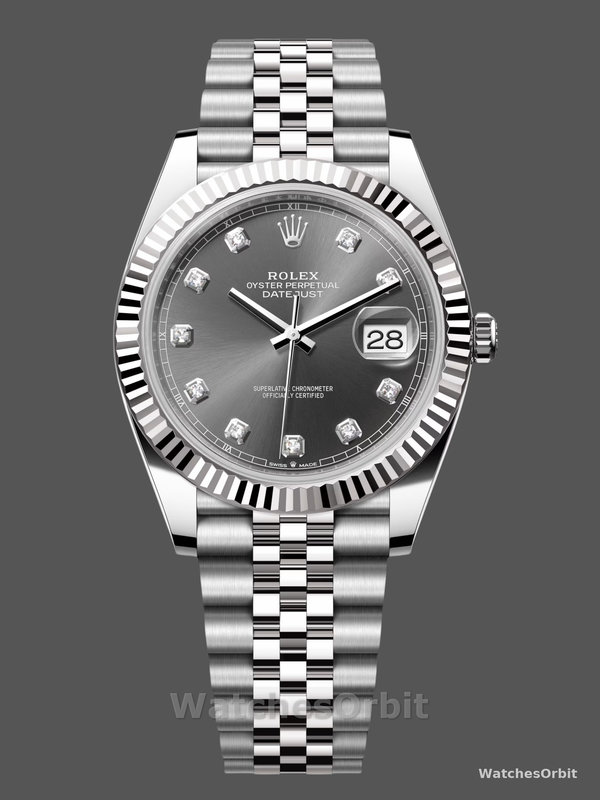 Rolex Datejust 41 Rhodium Diamond Dial Fluted Bezel m126334 0006 Men's Watch